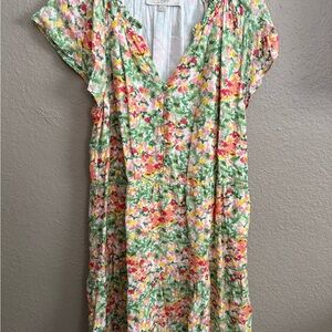 LOFT Green Floral Midi Dress
